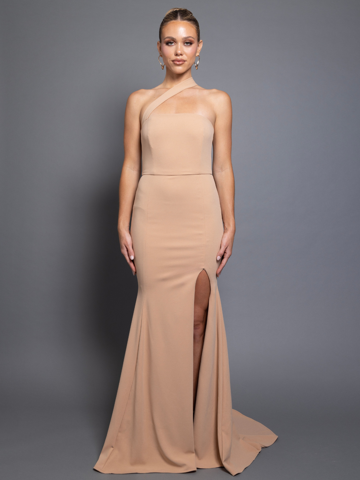 aisha-beige-evening-dress-front by Pia Gladys Perey