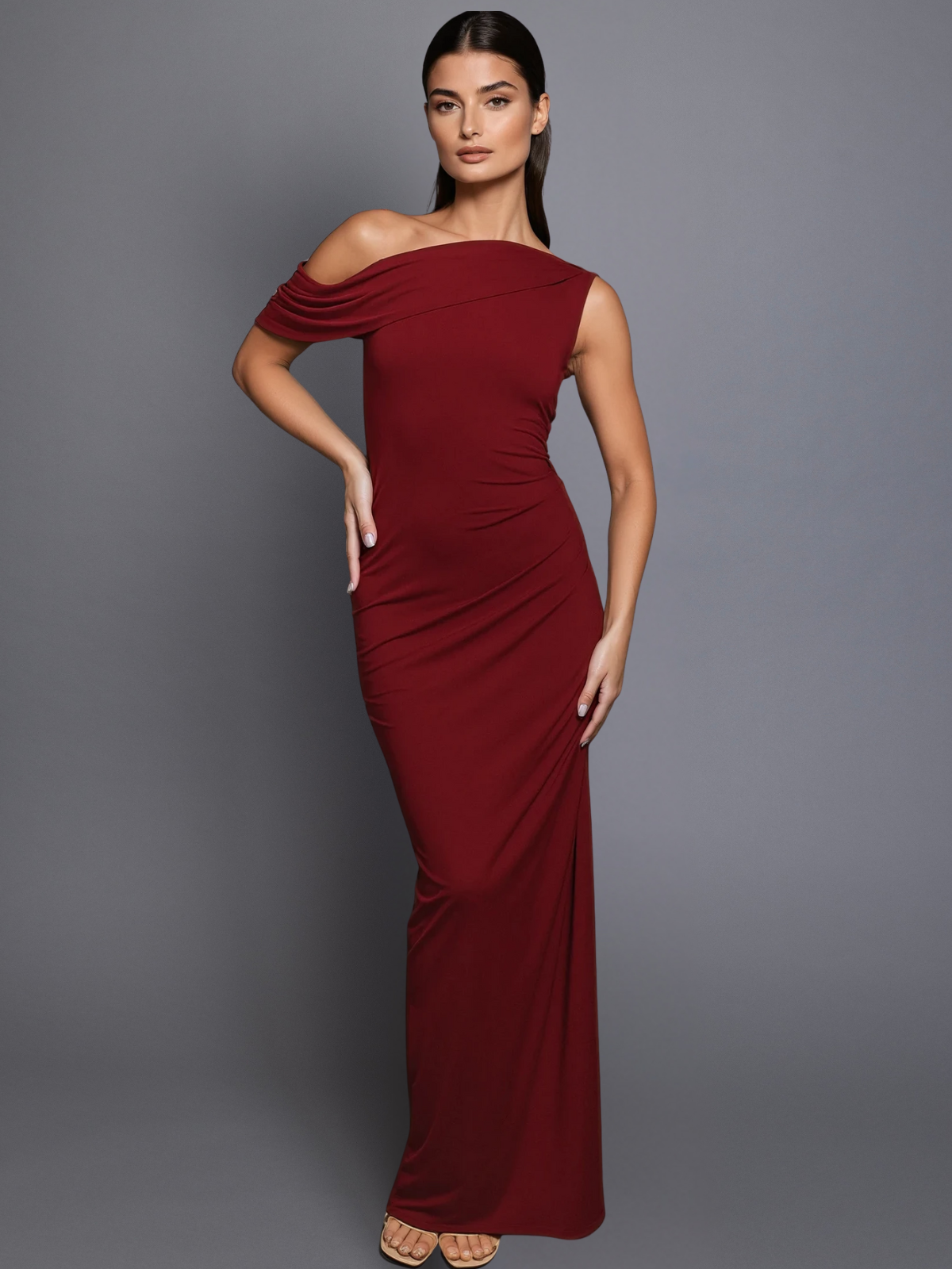 eva-wine-evening-dress-front by Pia Gladys Perey